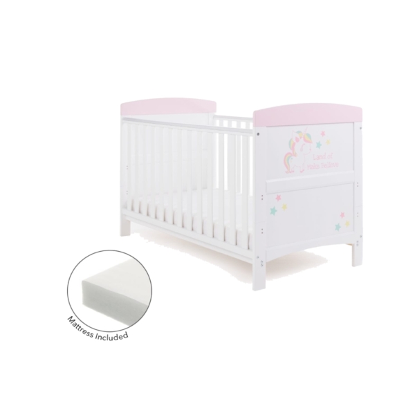 Obaby Grace Inspire Cot Bed & Fibre MattressUnicorn Everything Baby