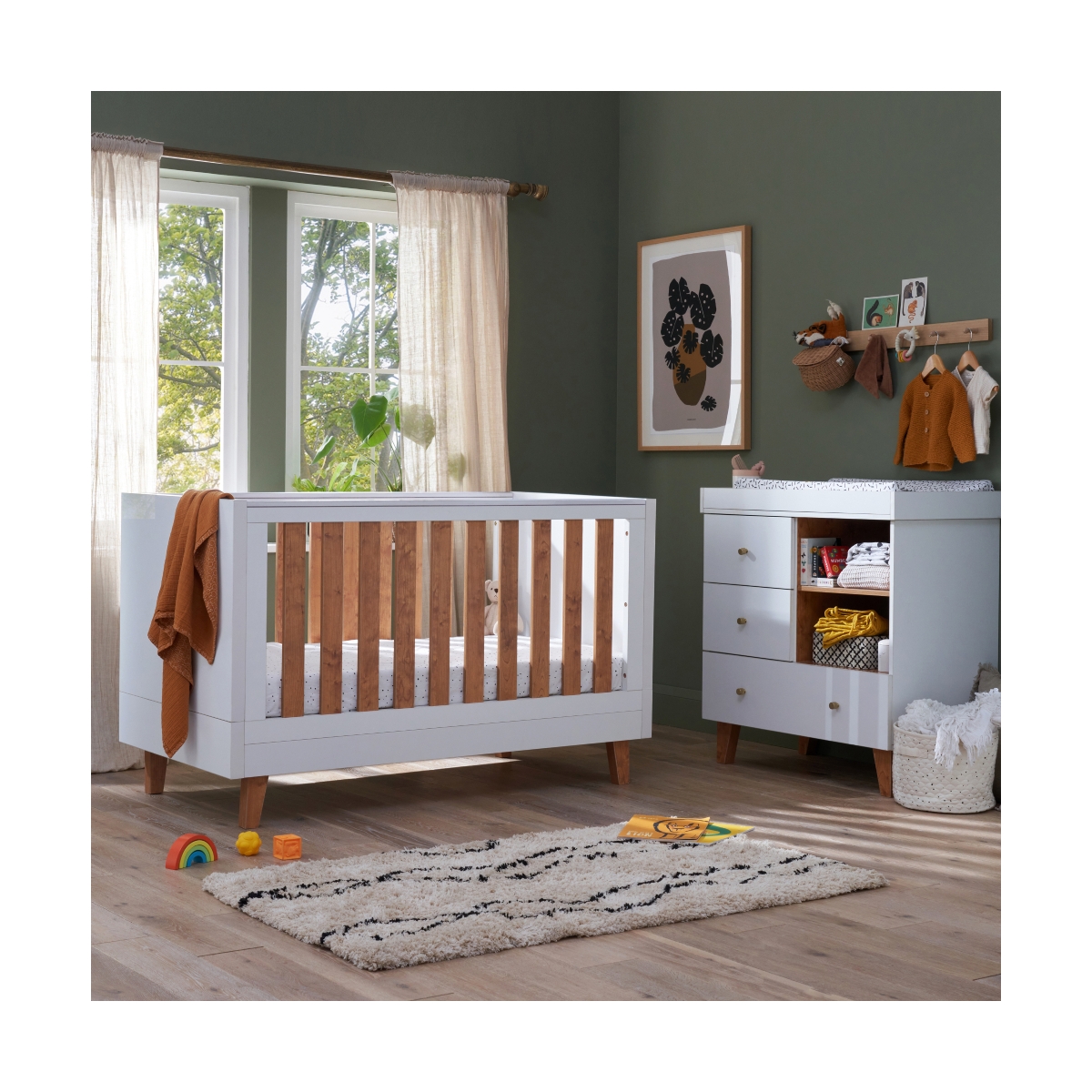 Tutti Bambini Como 2 Piece Roomset-White/Rosewood - Everything Baby